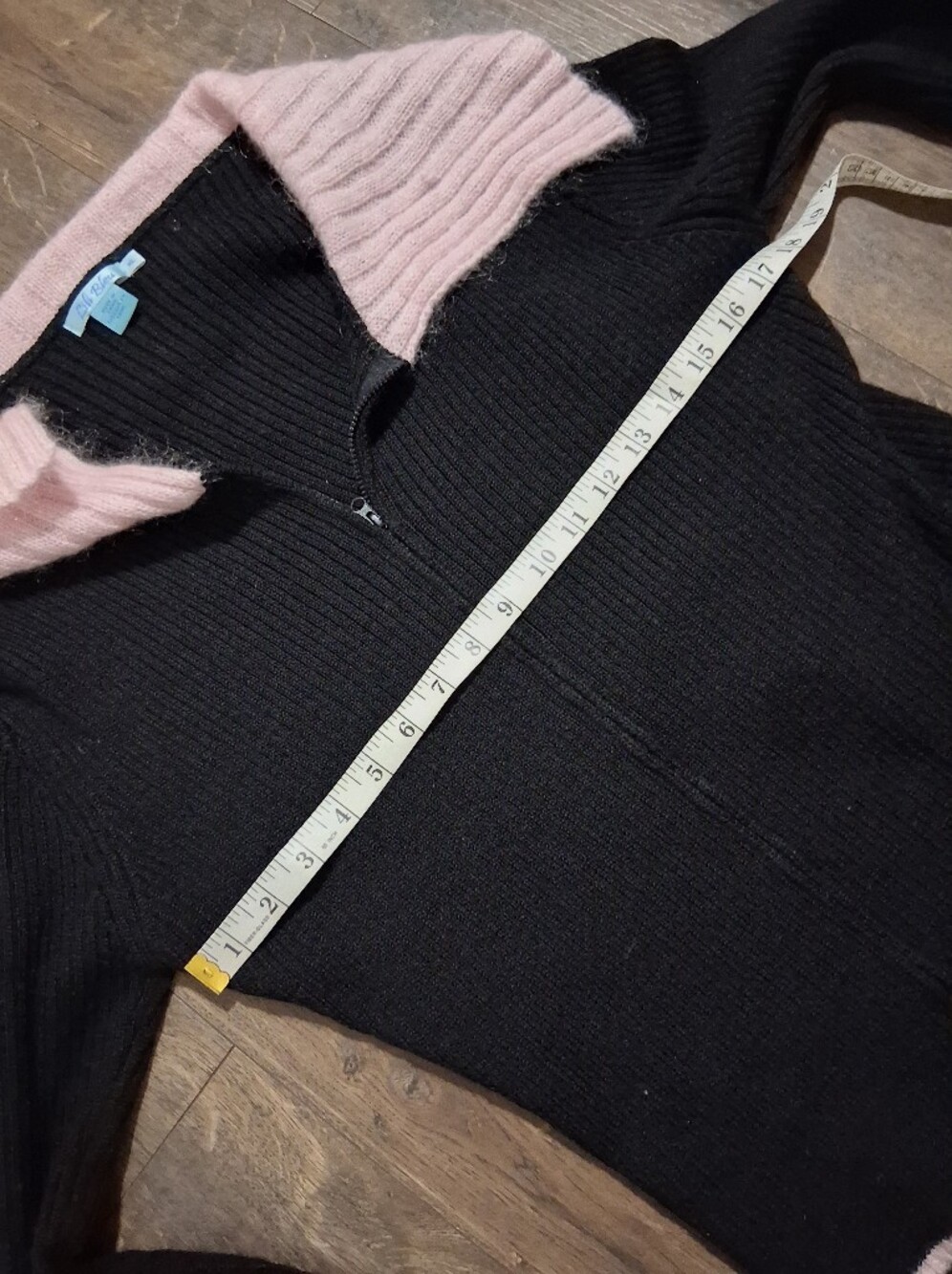 Lili Bleu Black Knit Zip Sweater with Pink Collar XL - Picture 5 of 5